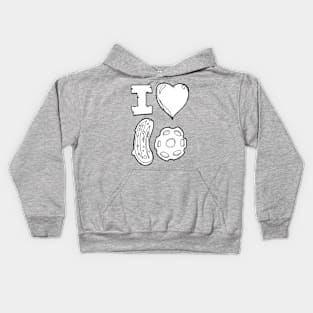 I heart pickle ball in black and white Kids Hoodie